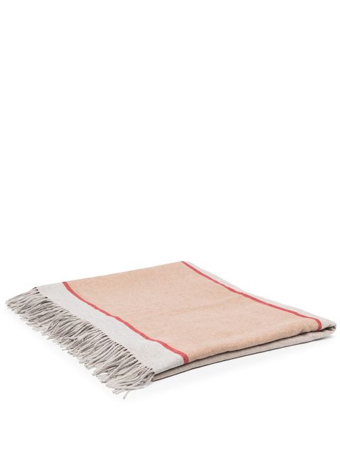 Brunello Cucinelli fringed colour-block silk blanket