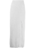 Brunello Cucinelli ribbed-knit side-slit skirt - Grey
