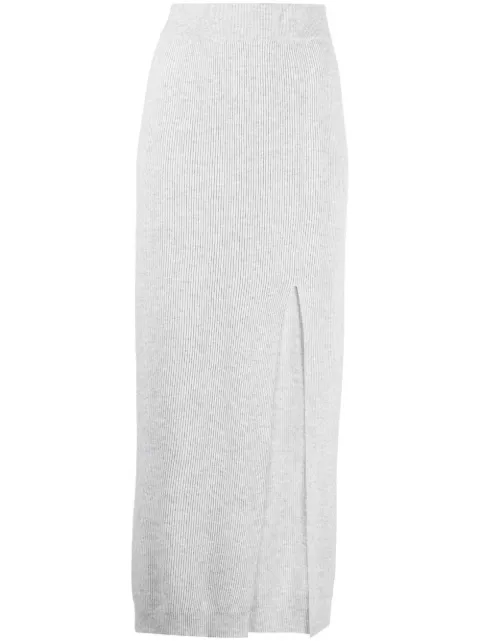 Brunello Cucinelli ribbed-knit side-slit skirt