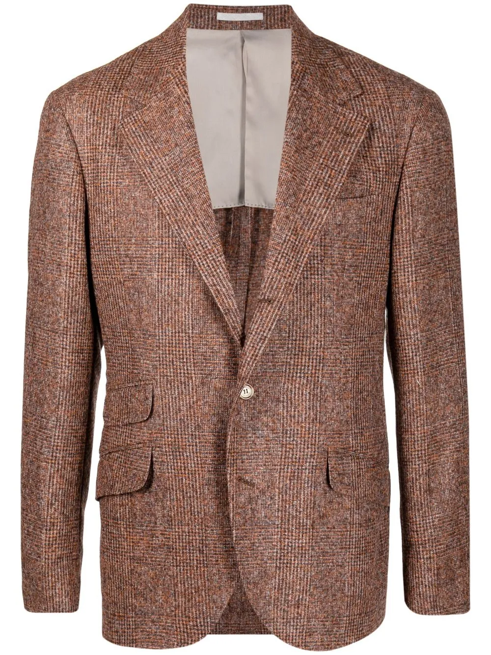 

Brunello Cucinelli mini check-print single-breasted blazer - Orange