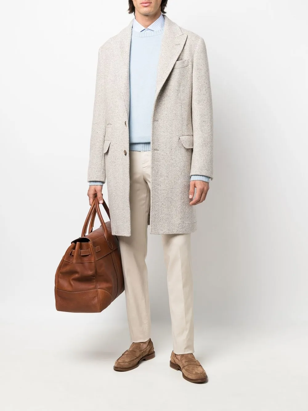 Brunello Cucinelli herringbone-tweed overcoat | Single Breasted Coats | Image 2