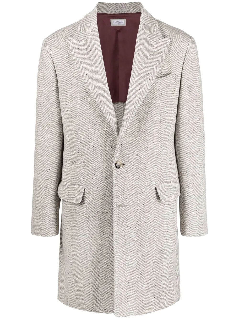 

Brunello Cucinelli herringbone-tweed overcoat - Neutrals