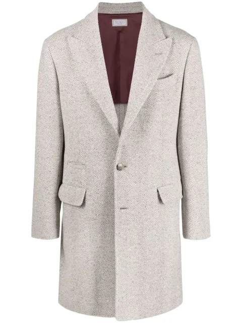 Brunello Cucinelli herringbone-tweed overcoat