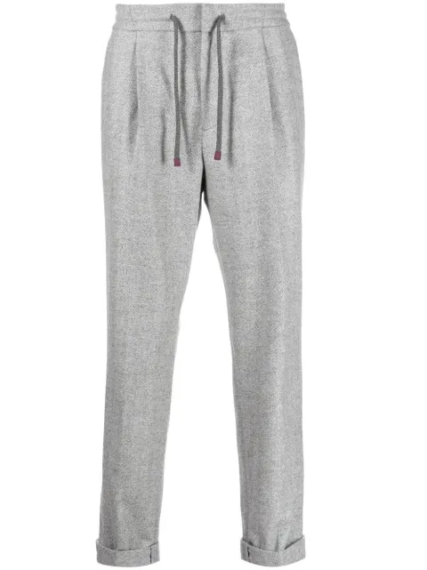 Brunello Cucinelli chevron drawstring-waist straight-leg trousers