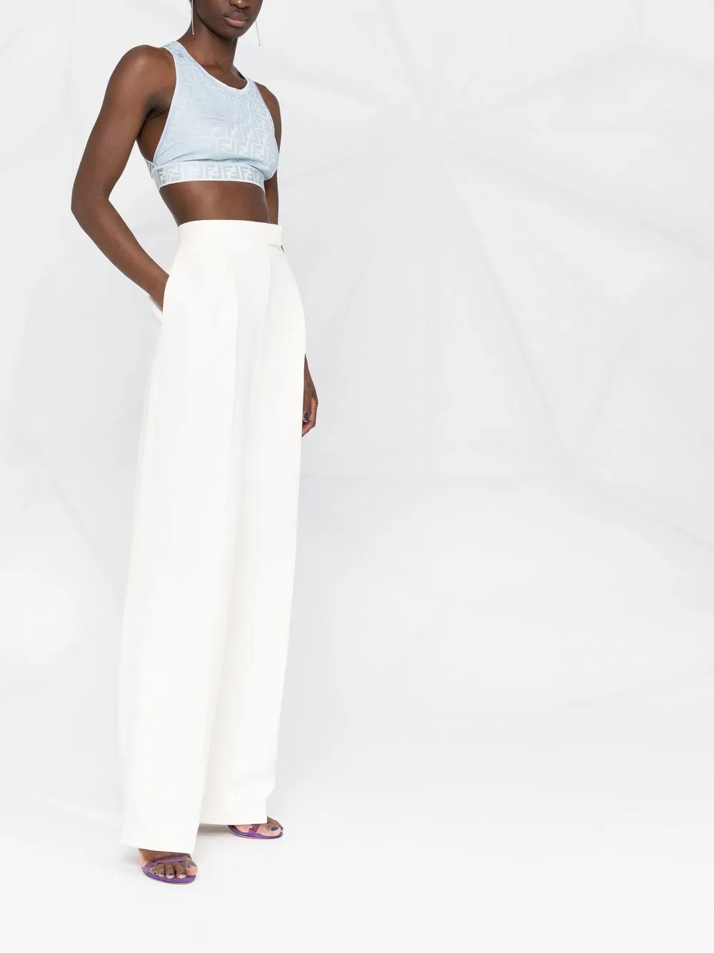 straight-leg high-waisted trousers