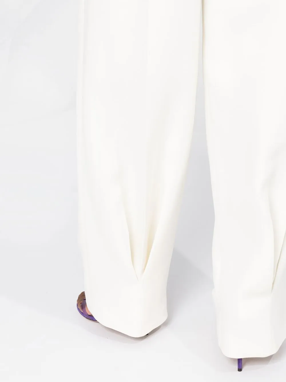 Shop Fendi Straight-leg High-waisted Trousers In White