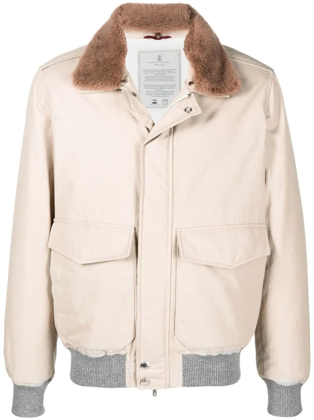 

Brunello Cucinelli faux-fur trim jacket - Neutrals