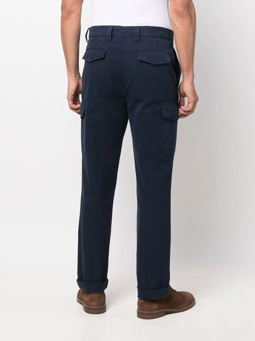 【関税&送料込】Brunello Cucinelli Pantalone Tinto Brunello Cucinelli - White & Chocolate Stripe Cotton Cargo Pant