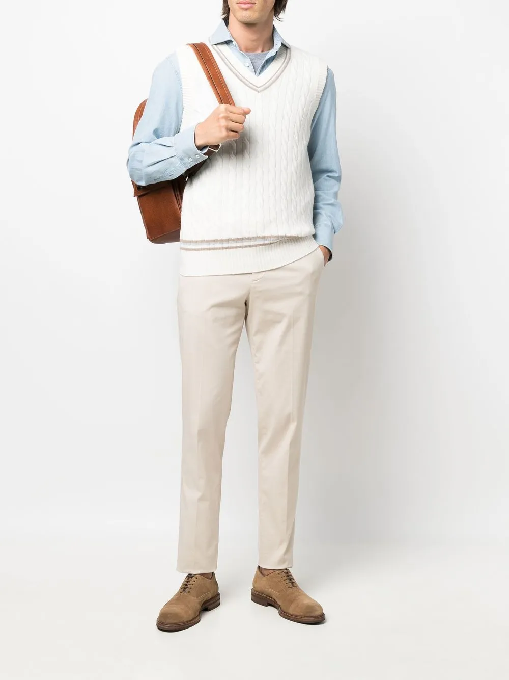 Brunello Cucinelli Kabelgebreid vest - Wit
