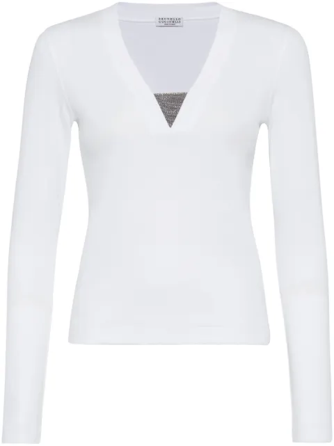 Brunello Cucinelli top tejido con cuello en V