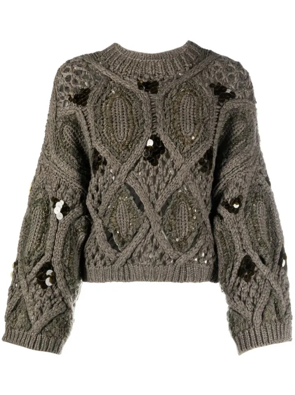 Monogram knit jumper green - Women