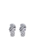 FOPE 18kt white gold pavé set diamond huggie hoop earrings - Silver