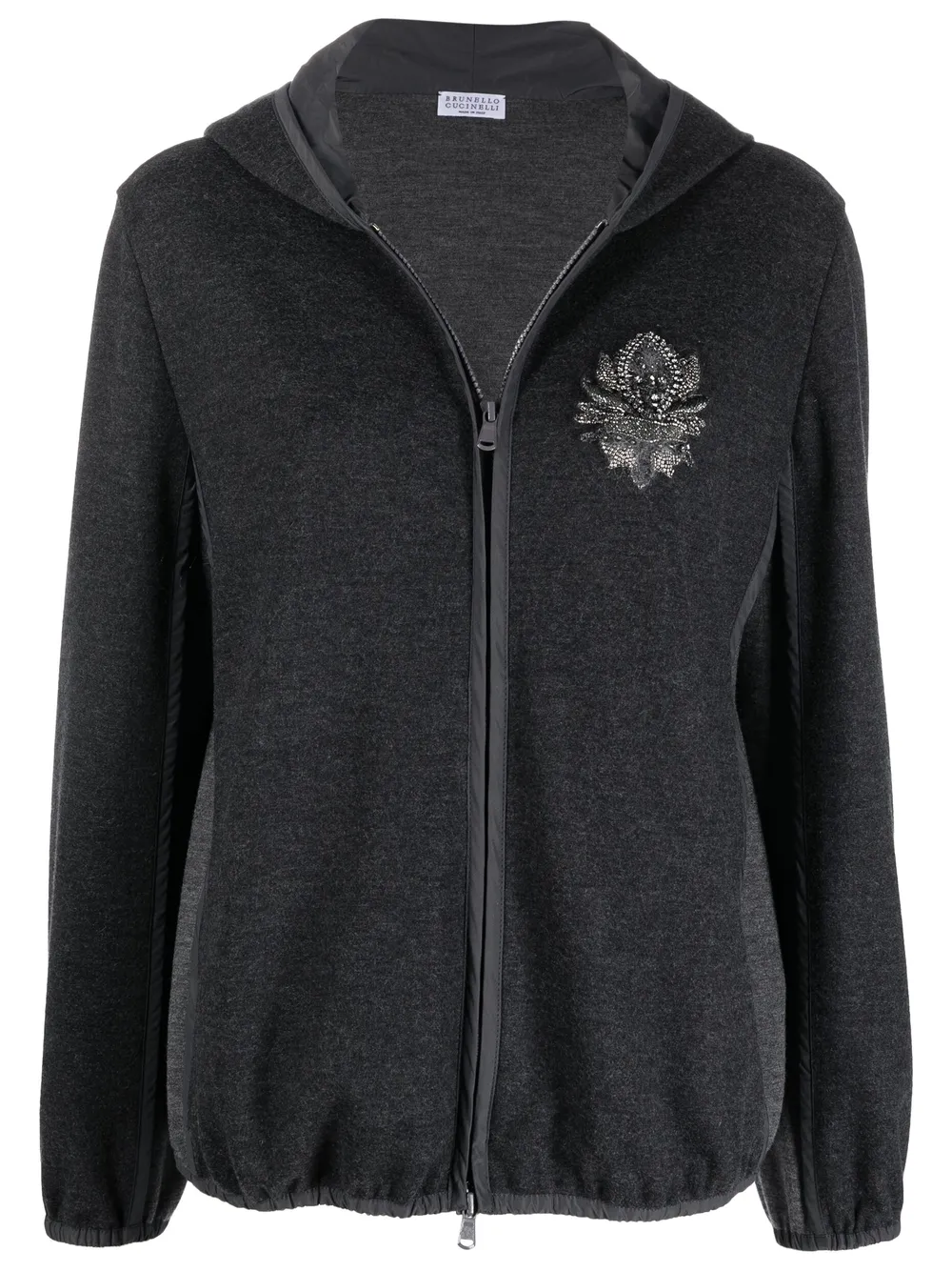 

Brunello Cucinelli hoodie con logo y detalles de cristal - Gris