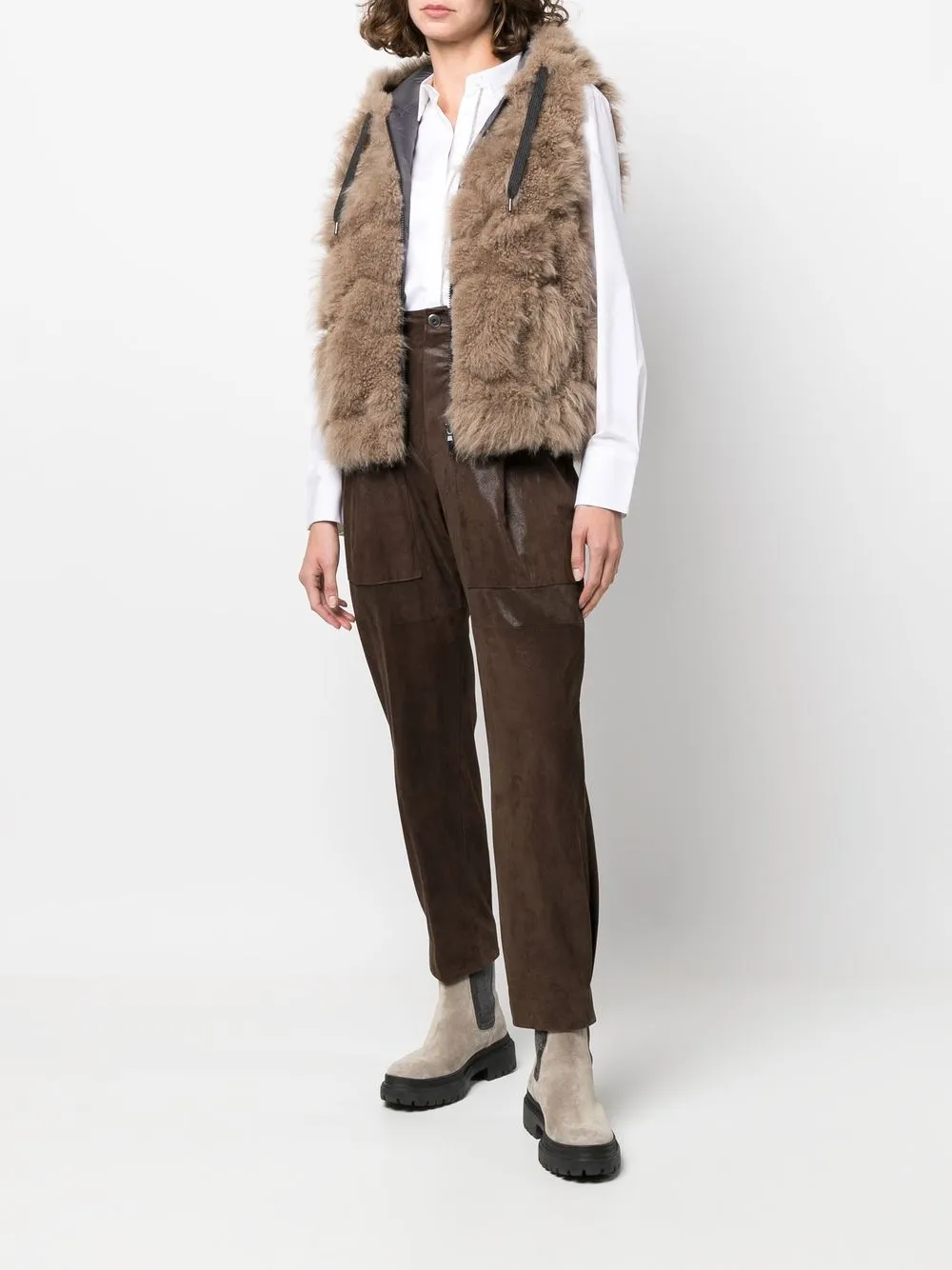Brunello Cucinelli drawstring hooded fur vest | Faux Fur & Shearling Jackets | Image 2