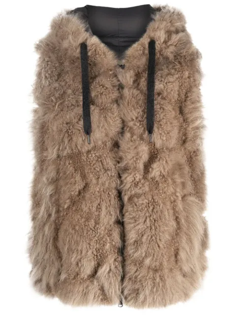 Brunello Cucinelli drawstring hooded fur vest