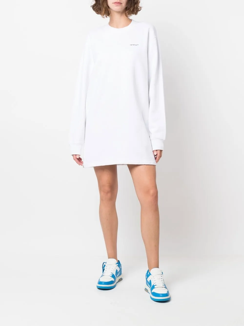 Shop Off-white Arrow-print Sweatshirt Dress In White