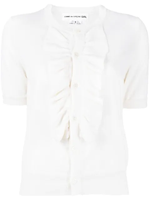 ruffle-detail short-sleeve cardigan