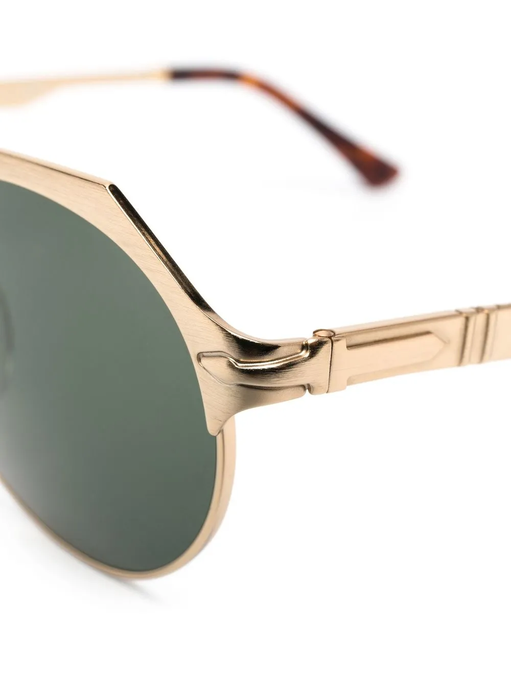  Persol Half-rim Round Frame Sunglasses - Gold 