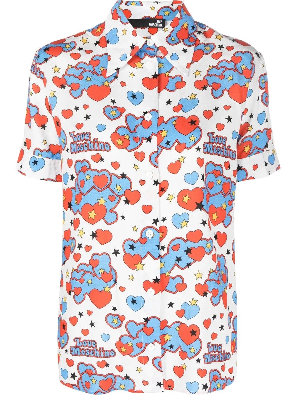 heart-print short-sleeve shirt