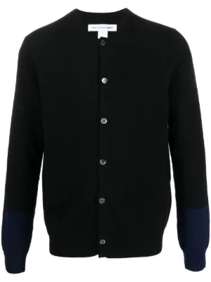 Comme Des Garçons Shirt two-tone Wool Cardigan | Black | FARFETCH