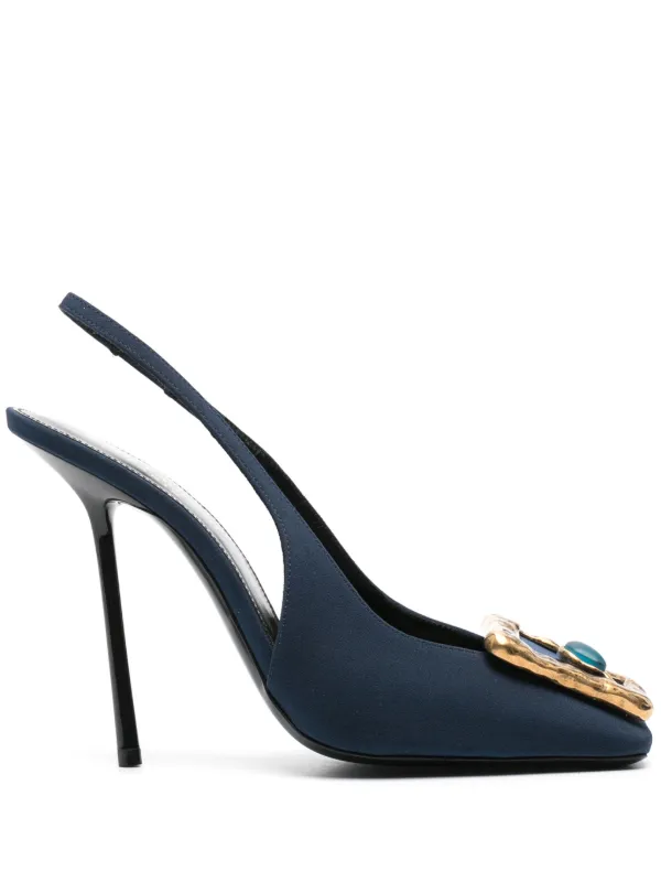 Saint Laurent 115mm Maxine Slingback Pumps Blue FARFETCH