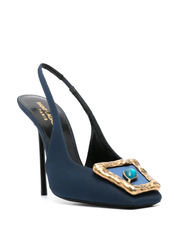 Saint Laurent 115mm Maxine Slingback Pumps Blue FARFETCH IE