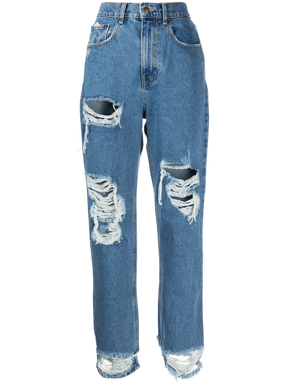 

Retrofete Maggie distressed straight-leg jeans - Blue