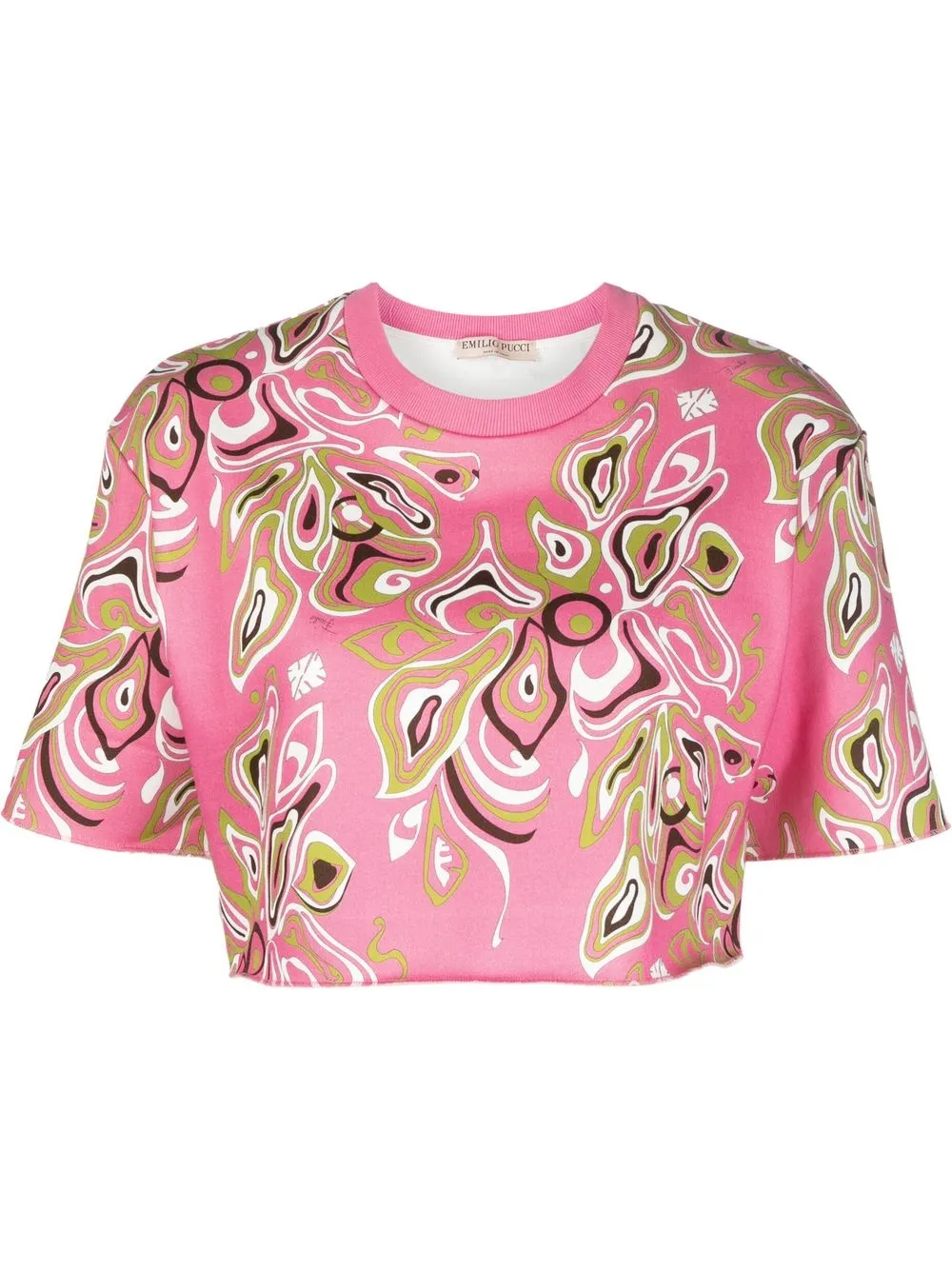 

PUCCI Farfalle-print cropped T-shirt - Pink