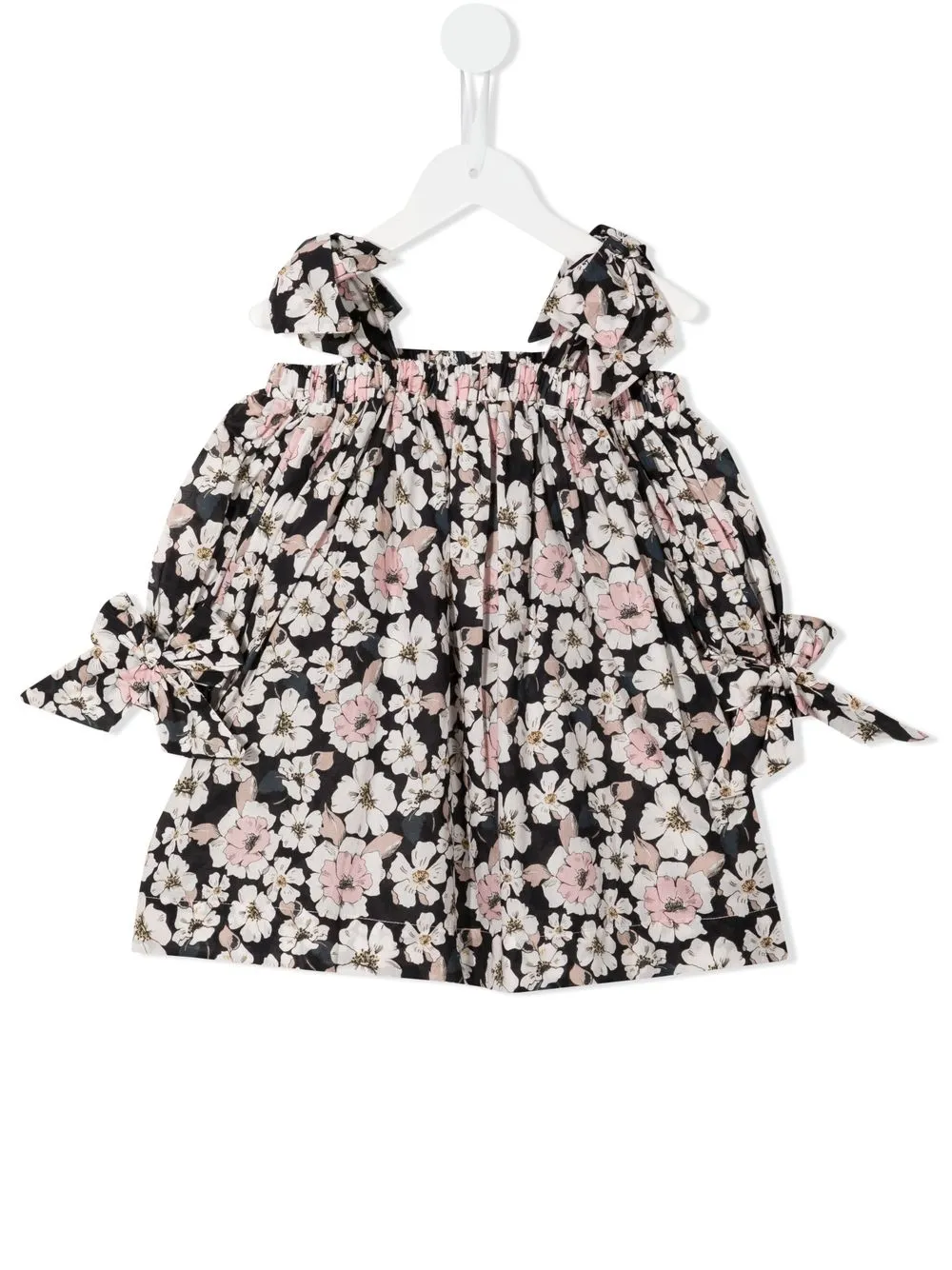 

NANOS floral-print cold-shoulder blouse - Blue