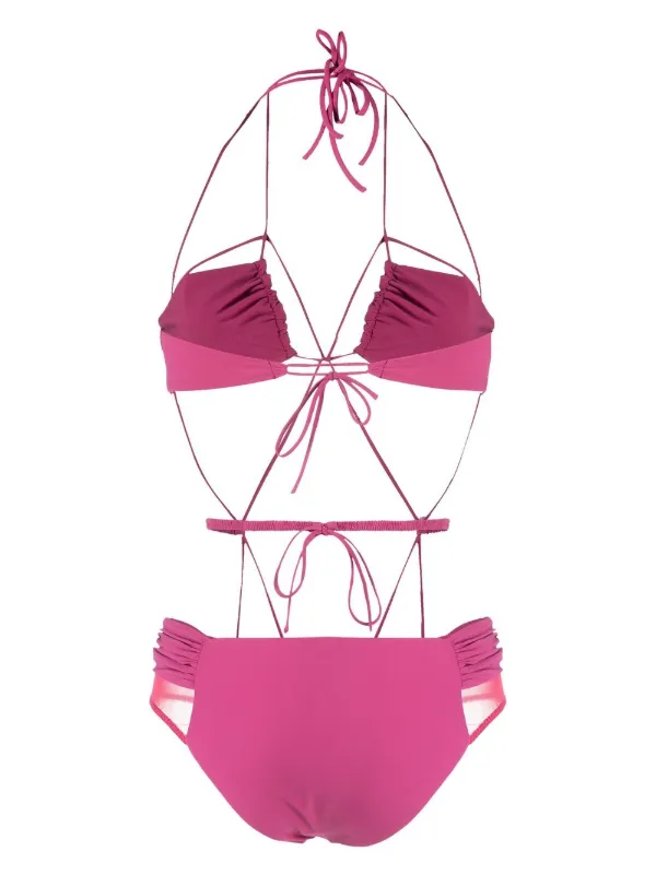ビキニ NENSI DOJAKA Women Swimsuit NDSS23SWIM001 BURORA RED Nensi Dojaka strappy-design Swimsuit | Neutrals | FARFETCH SG