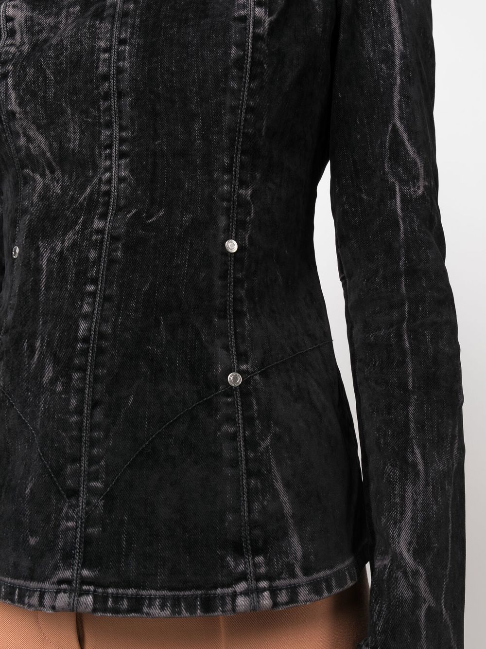 Shop Stella Mccartney Flocked Velvet Denim Blouse In 1082 - Washed Black