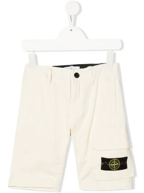 Stone Island Junior side logo-patch detail shorts