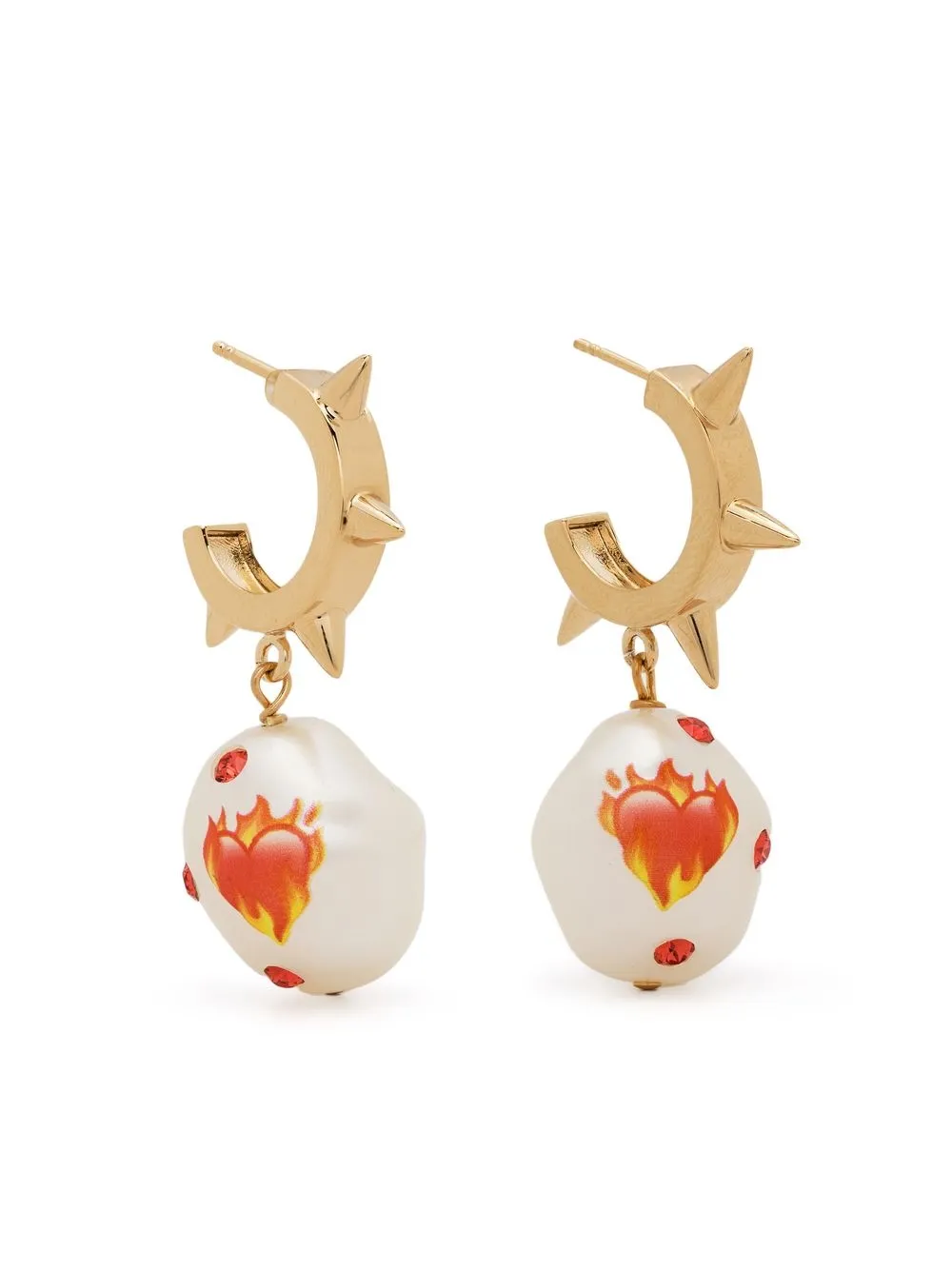 

Saf Safu emoji-print spike hook earrings - Gold