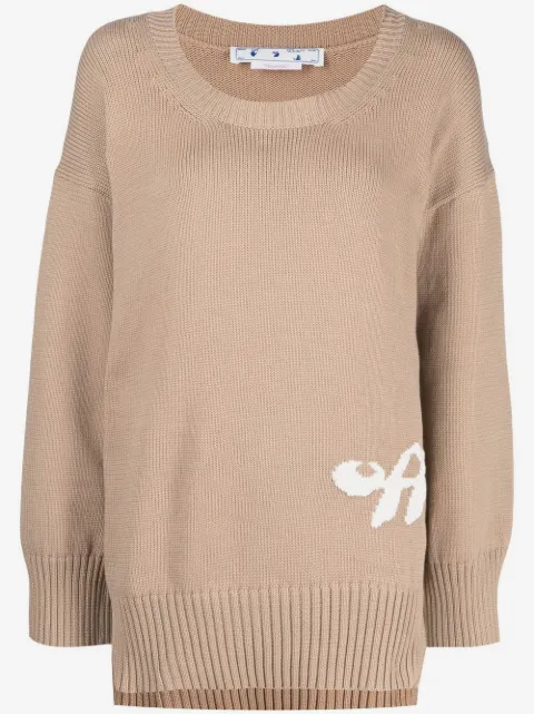 Off-White intarsia-logo ribbed jumper
