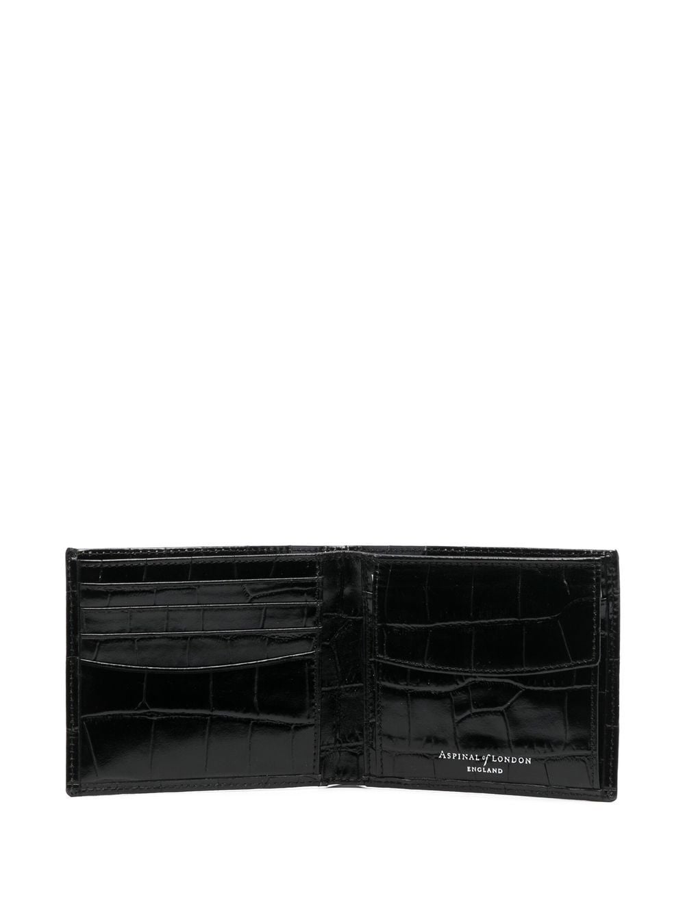 Shop Aspinal Of London Embossed Croc Wallet In Black
