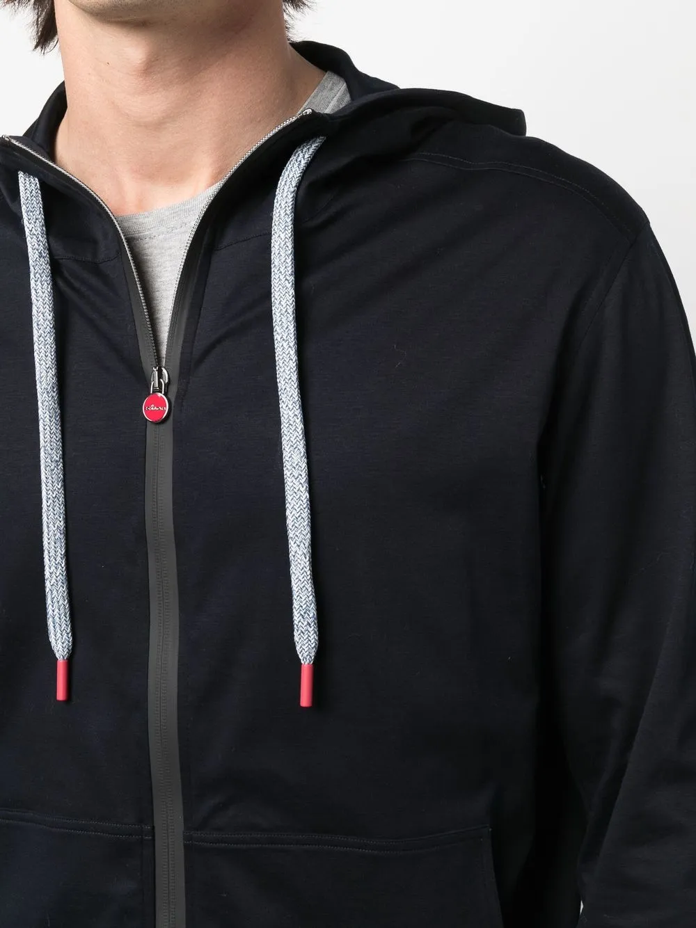 Kiton Hoodie met trekkoord Blauw