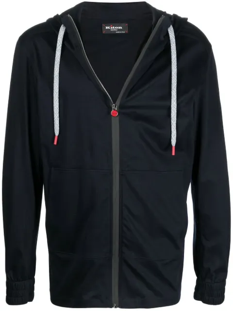Kiton drawstring zipped hoodie