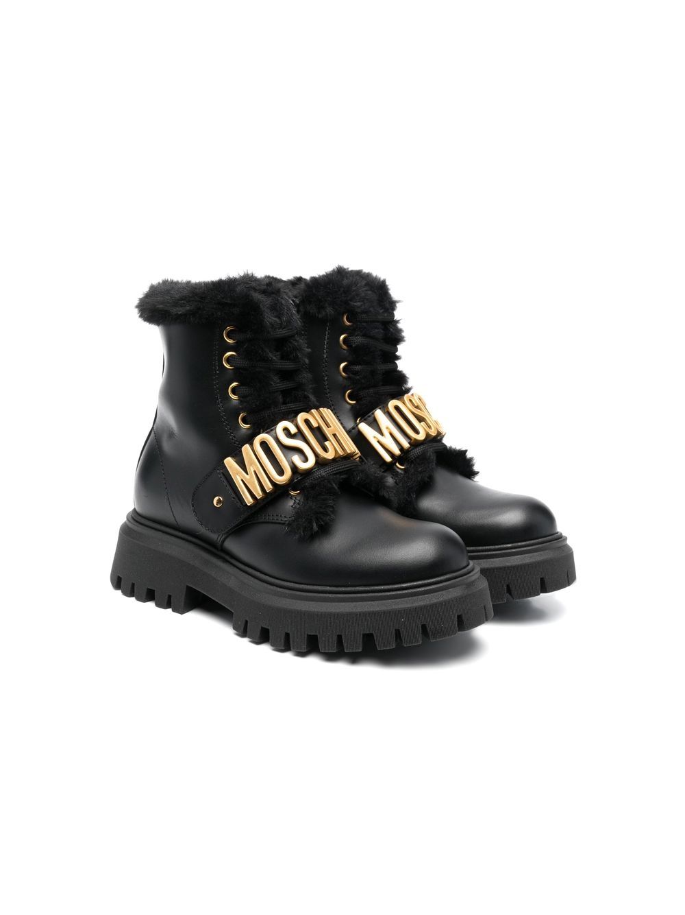 

Moschino Kids botines con placa del logo y tacón de 70mm - Negro