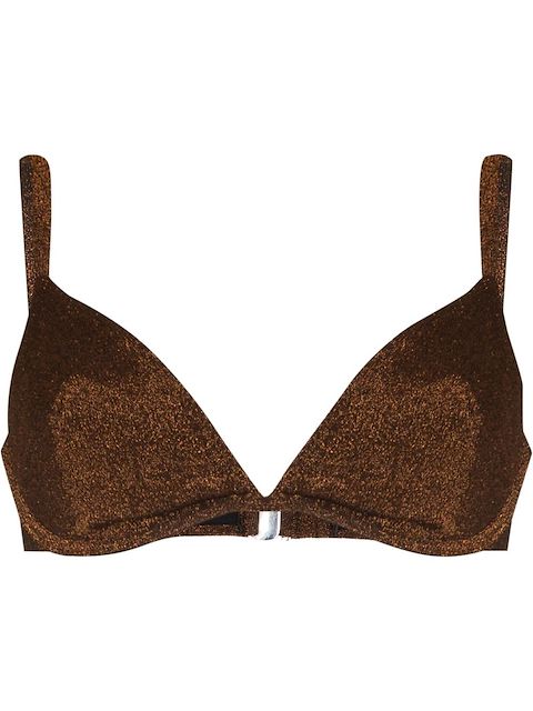 Form and Fold triangle crossover-strap bikini top