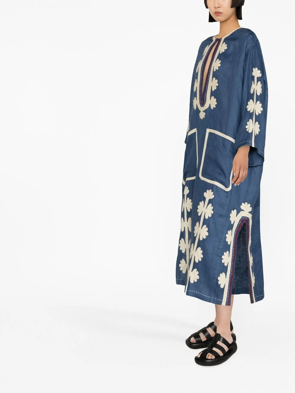Vita Kin Amina motifembroidered Linen Kaftan Dress Farfetch