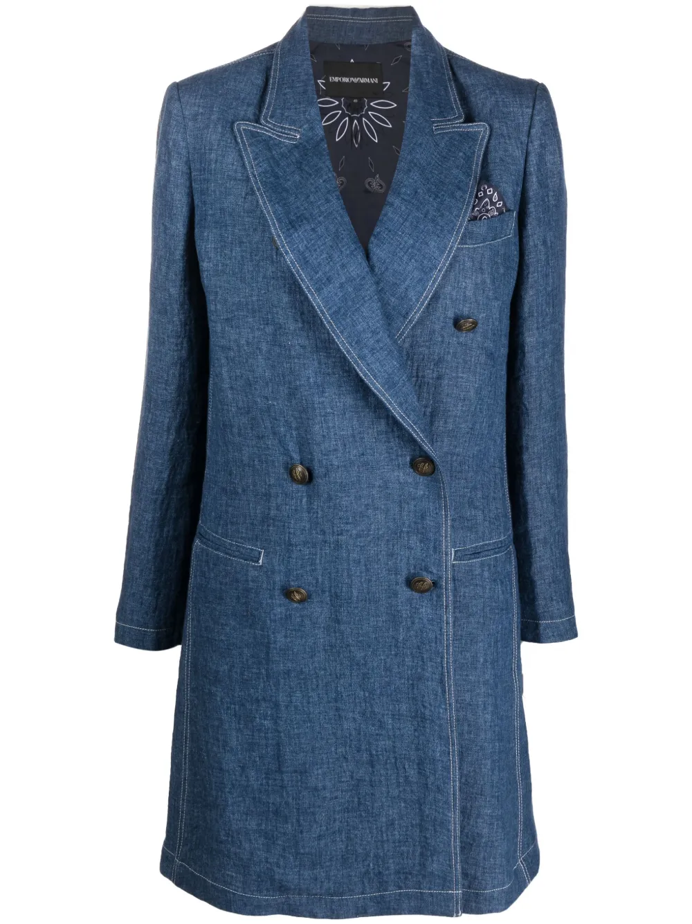 

Emporio Armani double-breasted denim coat - Blue