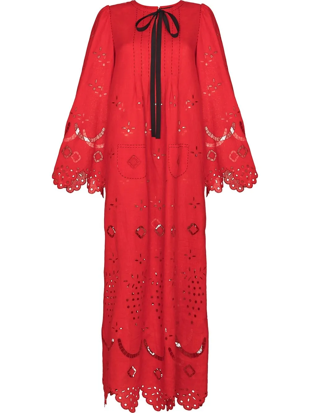 

Vita Kin vestido largo con bordado inglés - Rojo