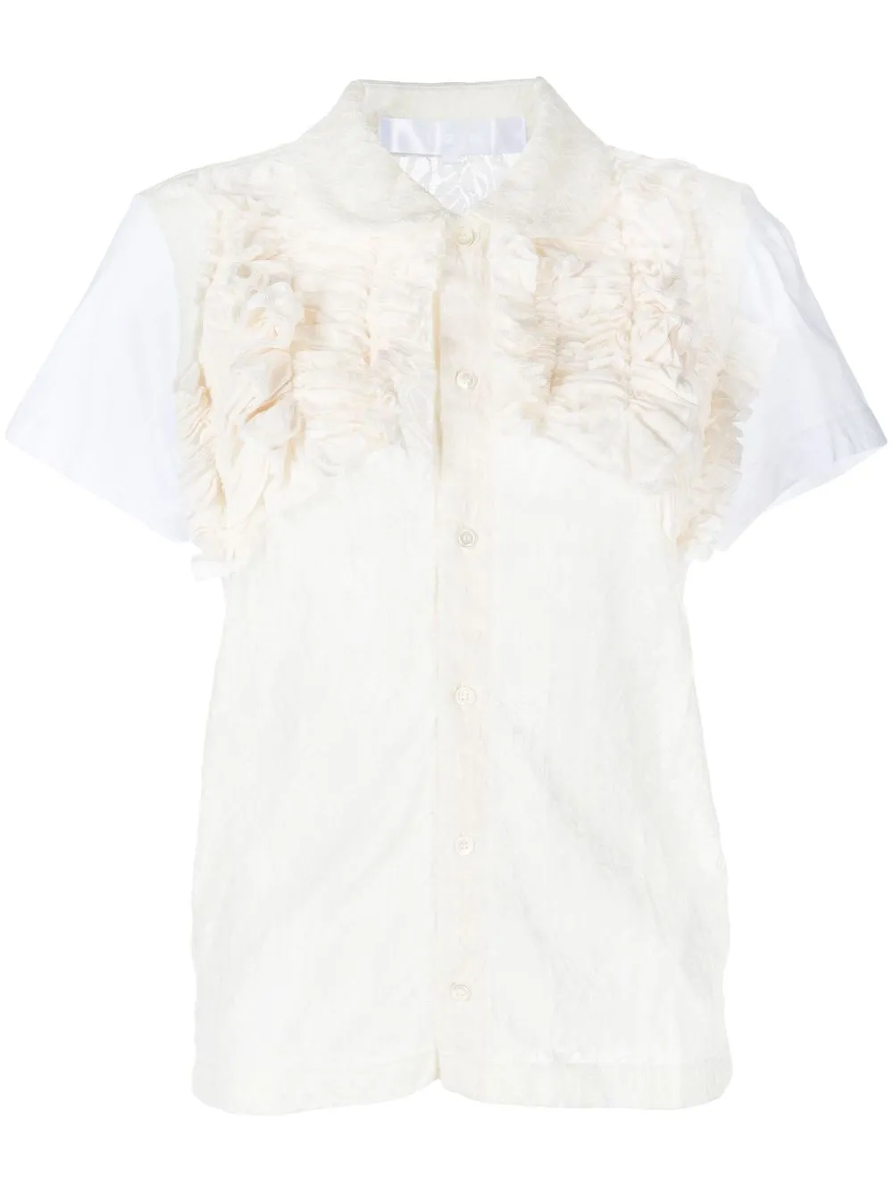 

Comme des Garçons TAO blusa de encaje con detalle de volantes - Blanco