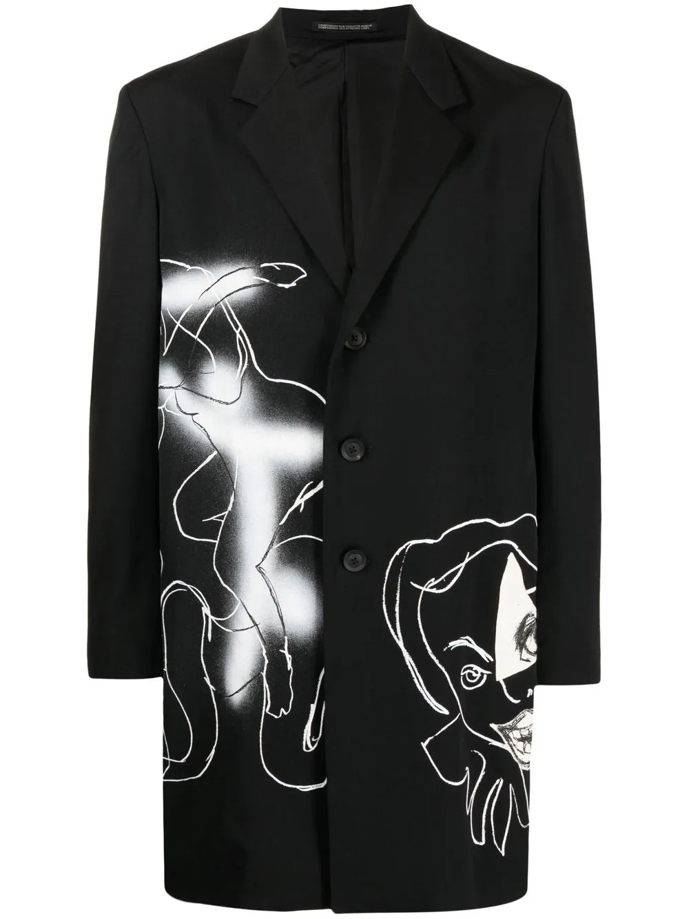 

Yohji Yamamoto blazer con silueta estampada - Negro