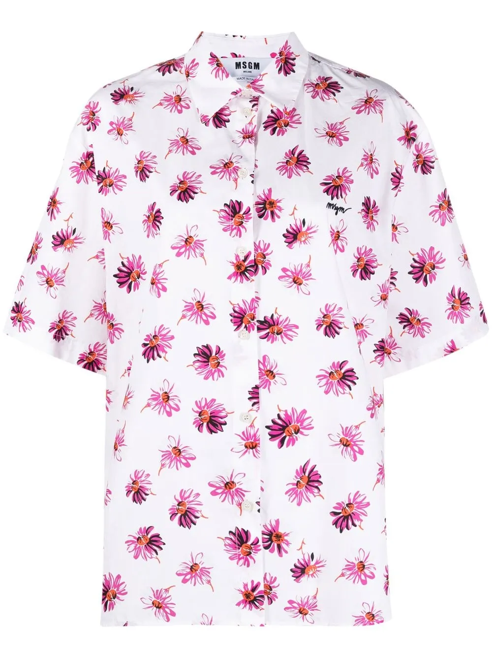 

MSGM camisa manga corta con estampado floral - Blanco