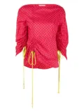 Tory Burch check-print ruched top - Red