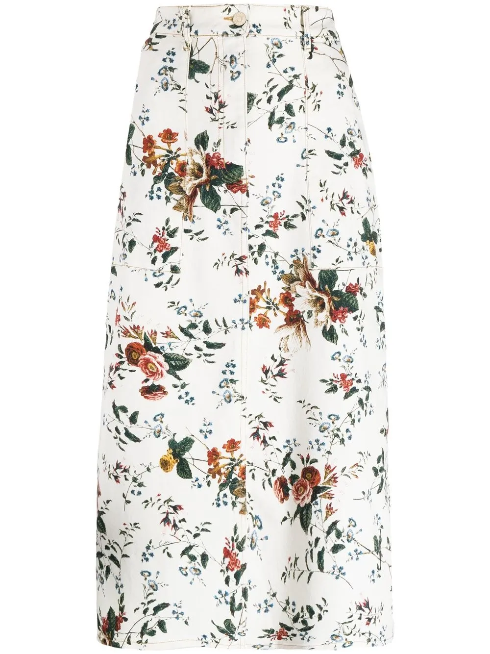 

Erdem falda midi con estampado floral - Blanco