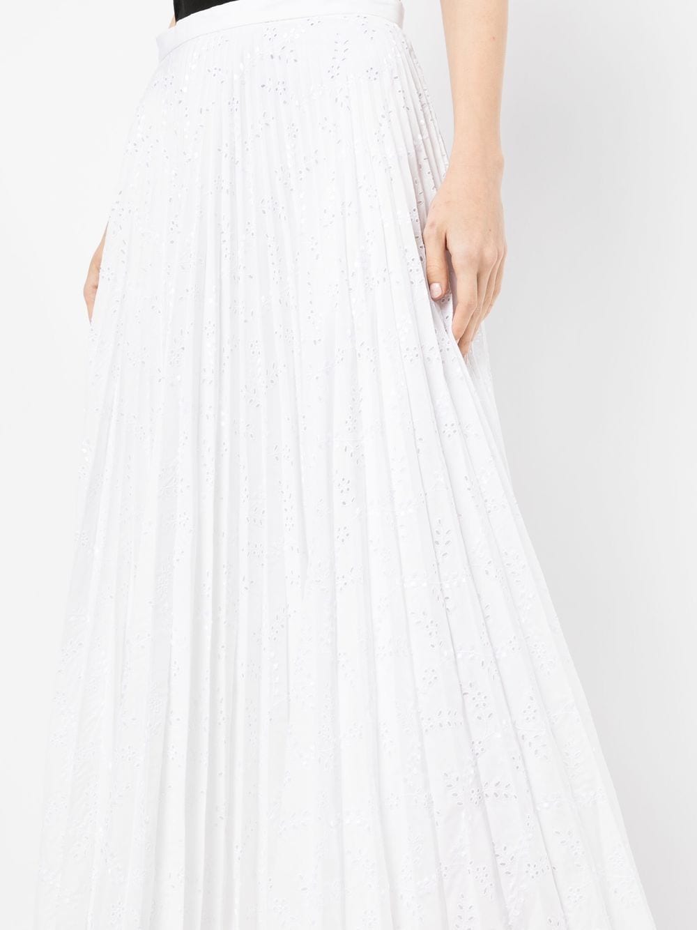Shop Erdem Borderie-anglaise Pleated Skirt In White
