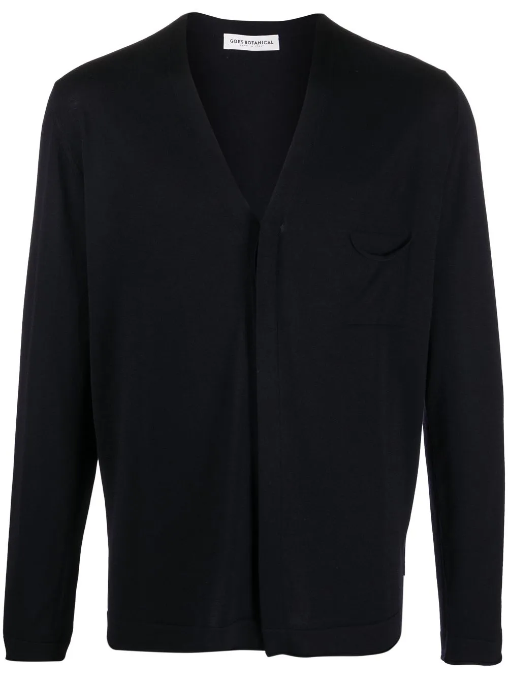 Goes Botanical V-neck Button Merino Cardigan In Black