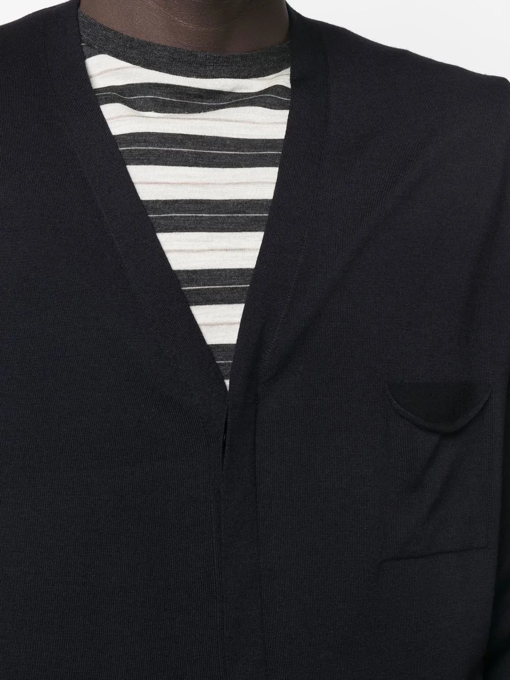 Goes Botanical V-neck Button Merino Cardigan In Black